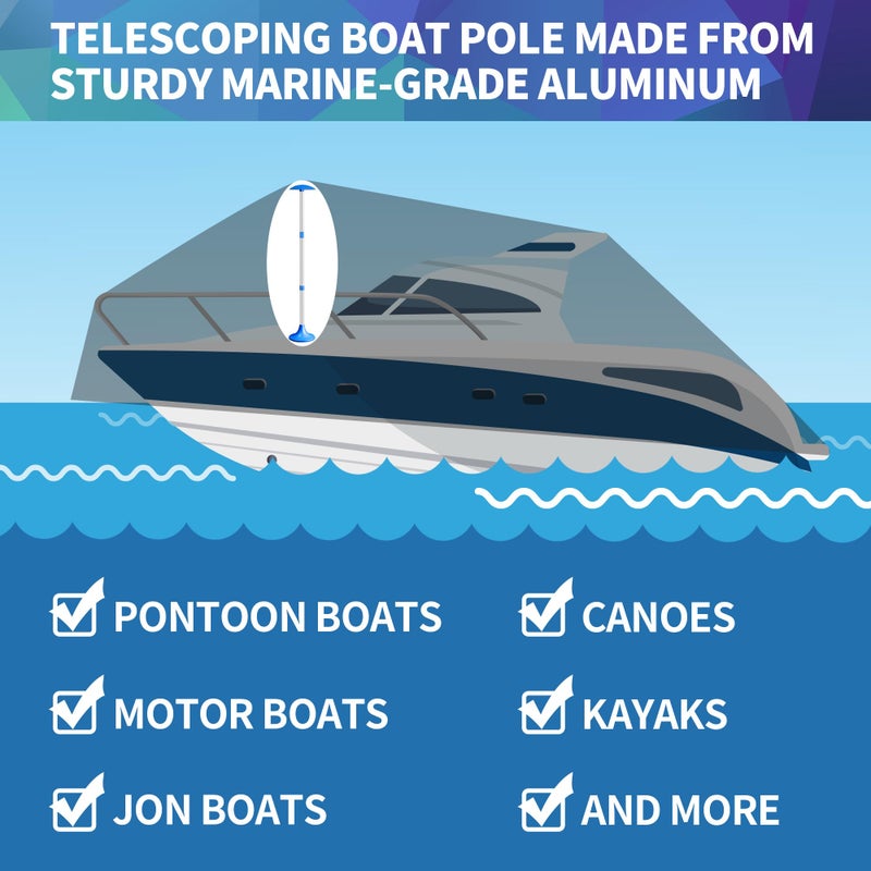 NEXCOVER Boat Cover Support Pole | Valued 2 Pack | 2 Stage Extension Aluminum Boat Pole Support | Adjustable Height from 37â€ - 67â€ for Jon Pontoon Boat and More. - Image 3